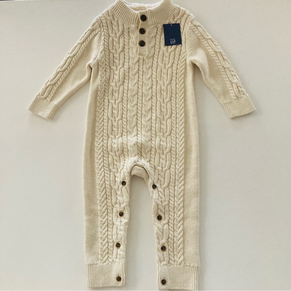 Gap Baby 18-24 Months Cream Cable Knit Romper Jumpsuit NWT